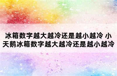 冰箱数字越大越冷还是越小越冷 小天鹅冰箱数字越大越冷还是越小越冷